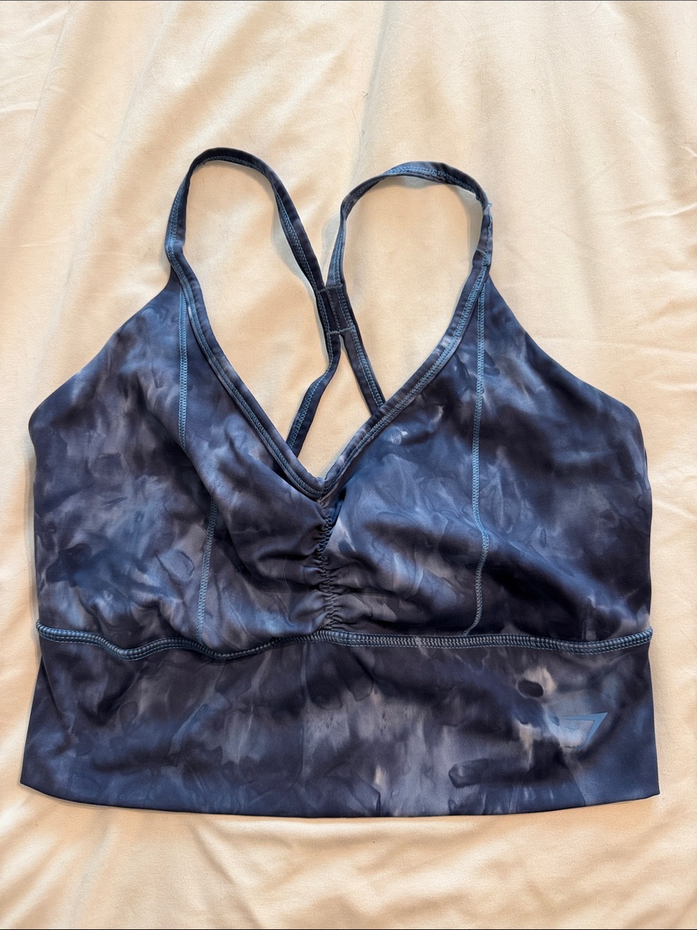 Gymshark Navy Tie-Dye Crossback Sports Bralette